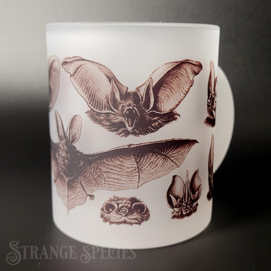 Vintage Bat Illustrations Frosted Glass Mug 11 oz