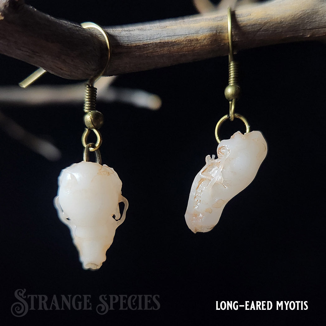Replica Bat Skull Dangle Earrings